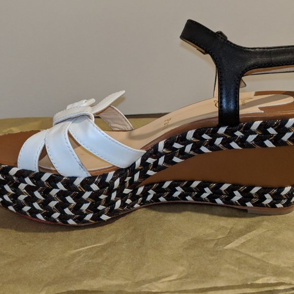 Christian Louboutin Lagoa 70 Platform Sandal Espadrilles 38 - Black/White 7.5 US - Picture 10 of 11
